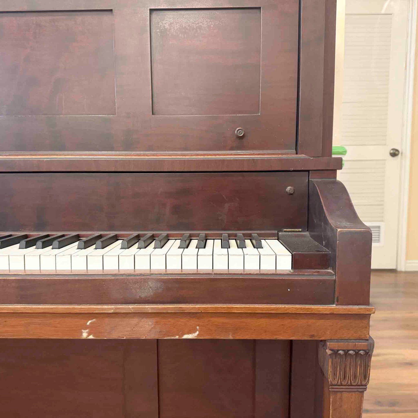 AVAILABLE TO RESTORE: CALL FOR CUSTOM PRICING - 1906 Everett 53" Wood Finish Upright Piano