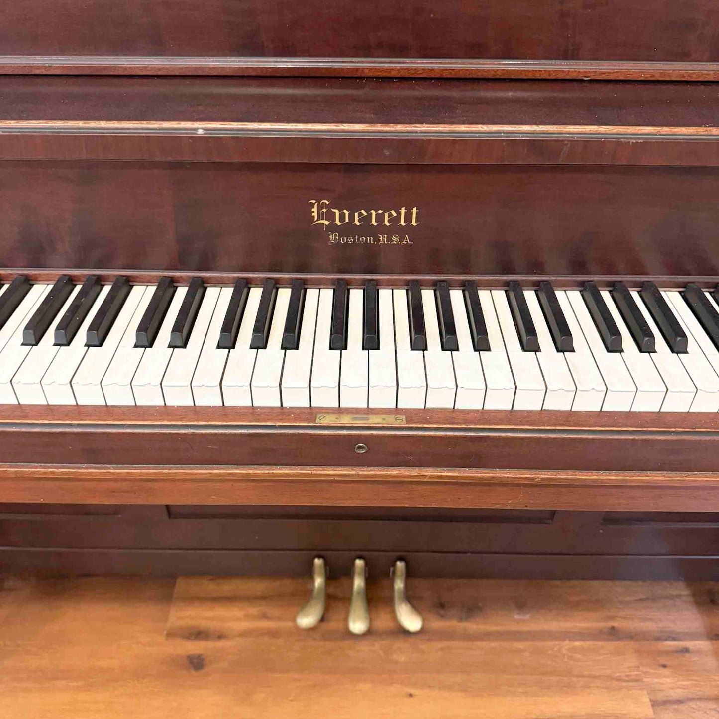 AVAILABLE TO RESTORE: CALL FOR CUSTOM PRICING - 1906 Everett 53" Wood Finish Upright Piano