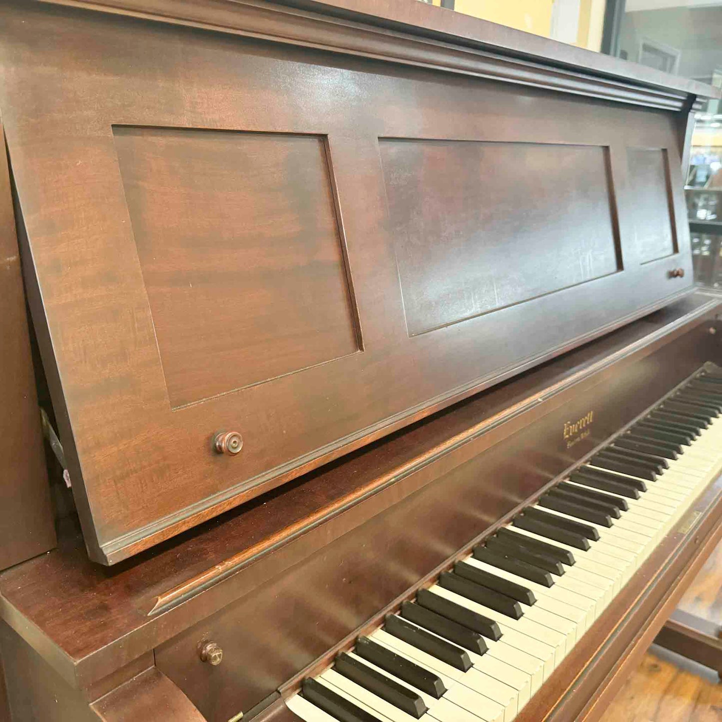 AVAILABLE TO RESTORE: CALL FOR CUSTOM PRICING - 1906 Everett 53" Wood Finish Upright Piano
