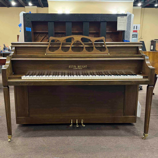 HEIRLOOM REFINISHING 1972 Astin Weight 42" Walnut Wood Finish Commissioned Console Piano