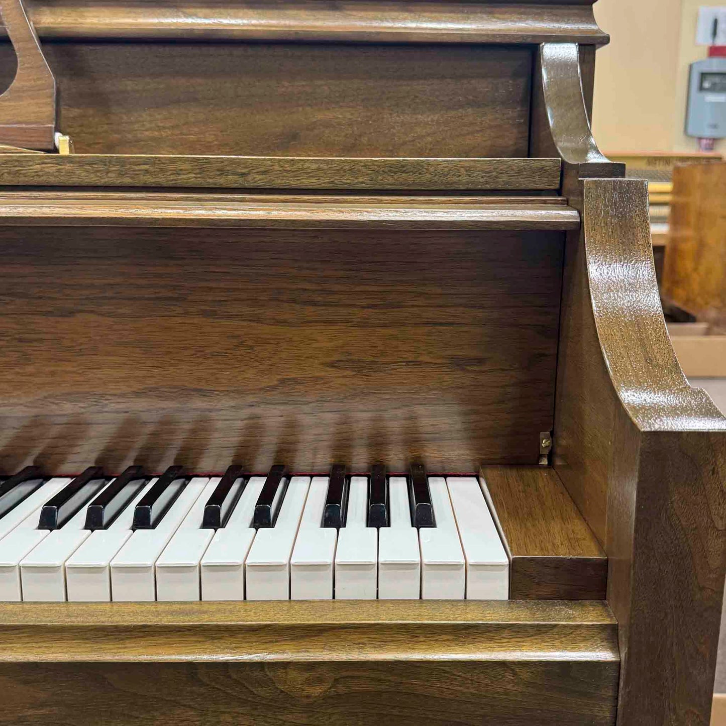 HEIRLOOM REFINISHING 1972 Astin Weight 42" Walnut Wood Finish Commissioned Console Piano