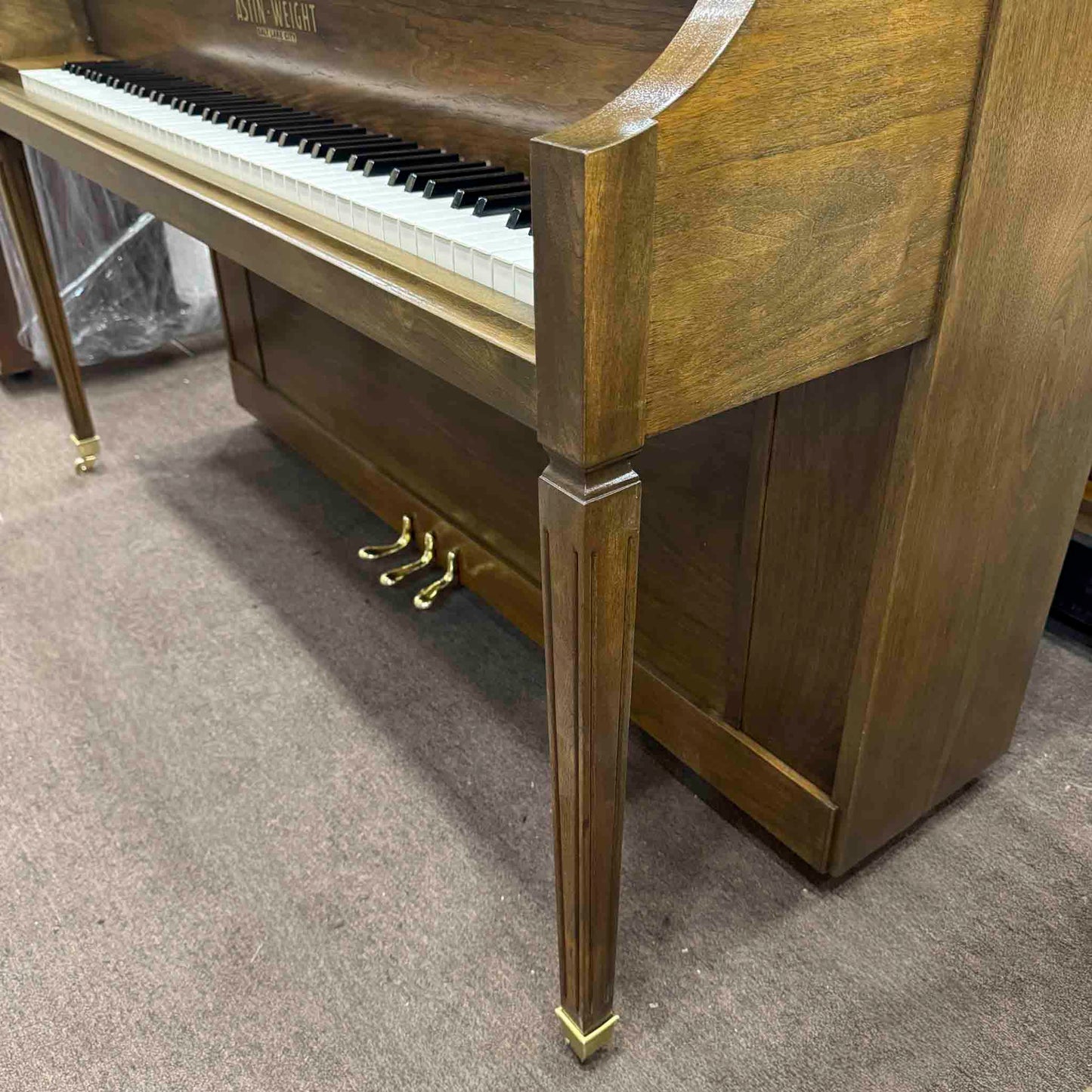 HEIRLOOM REFINISHING 1972 Astin Weight 42" Walnut Wood Finish Commissioned Console Piano
