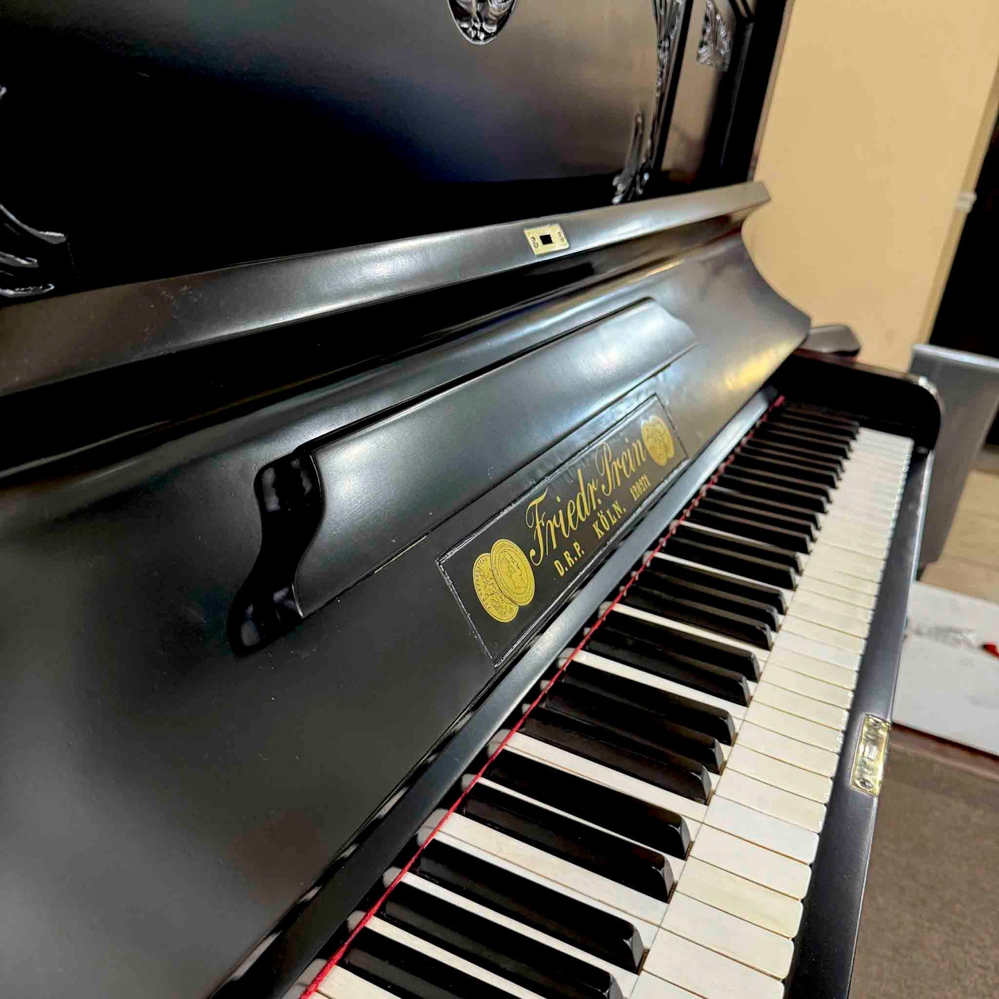 HEIRLOOM RESTORATION 1909 Friedrich Prein 51.5" Polished Black Commissioned Upright Piano