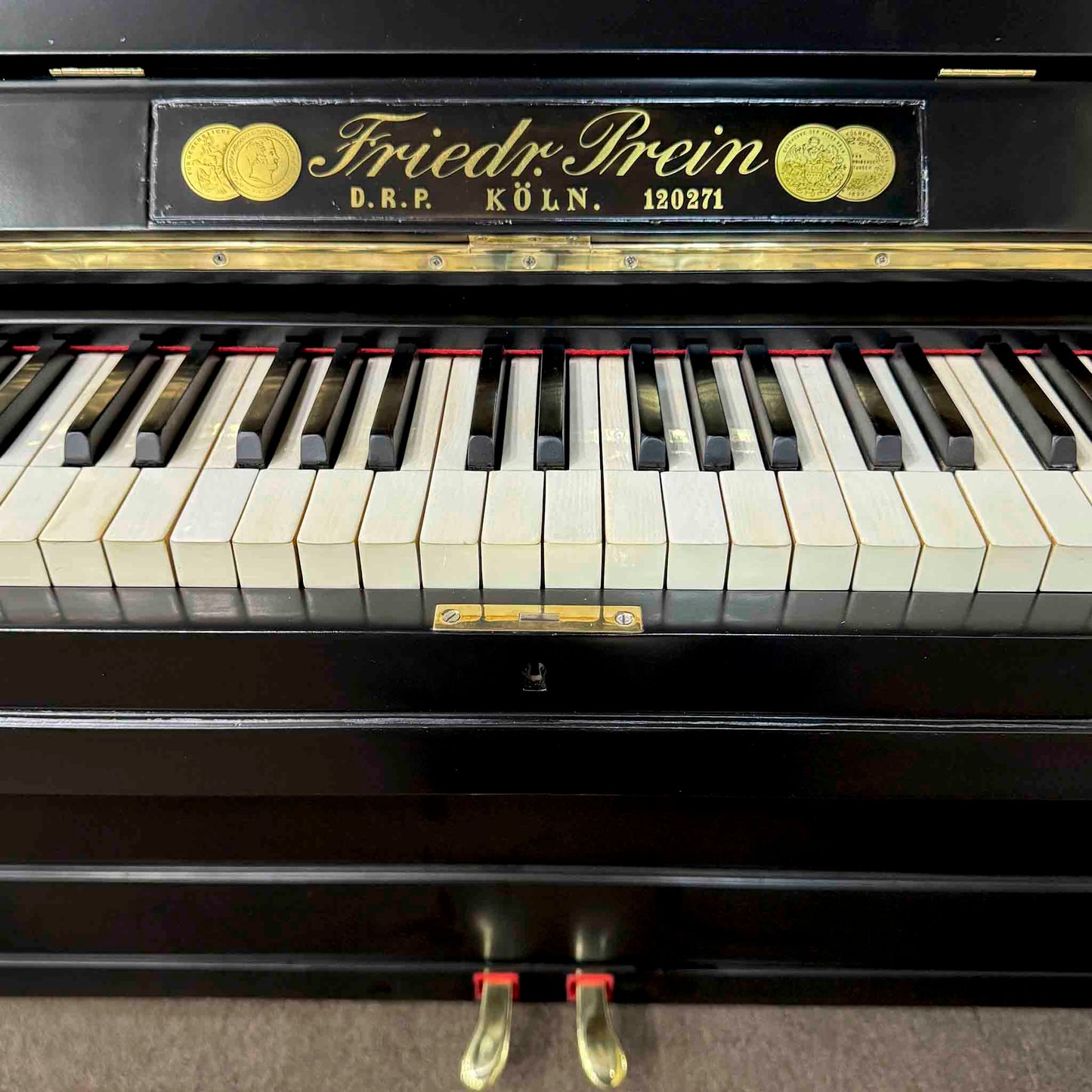 HEIRLOOM RESTORATION 1909 Friedrich Prein 51.5" Polished Black Commissioned Upright Piano