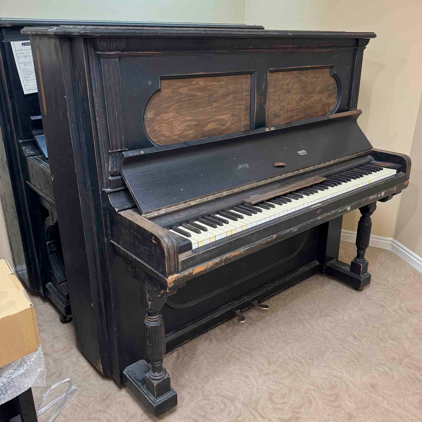 AVAILABLE TO RESTORE: CALL FOR CUSTOM PRICING - 1893 Steinway & Sons 54" Black Upright Piano