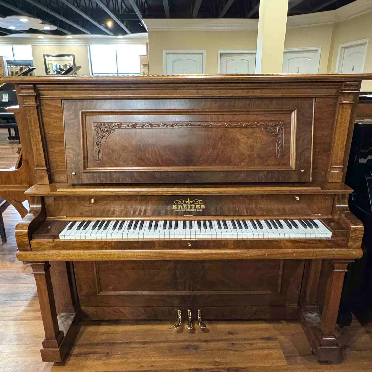 1919 Kreiter 57" Wood Finish Upright Piano
