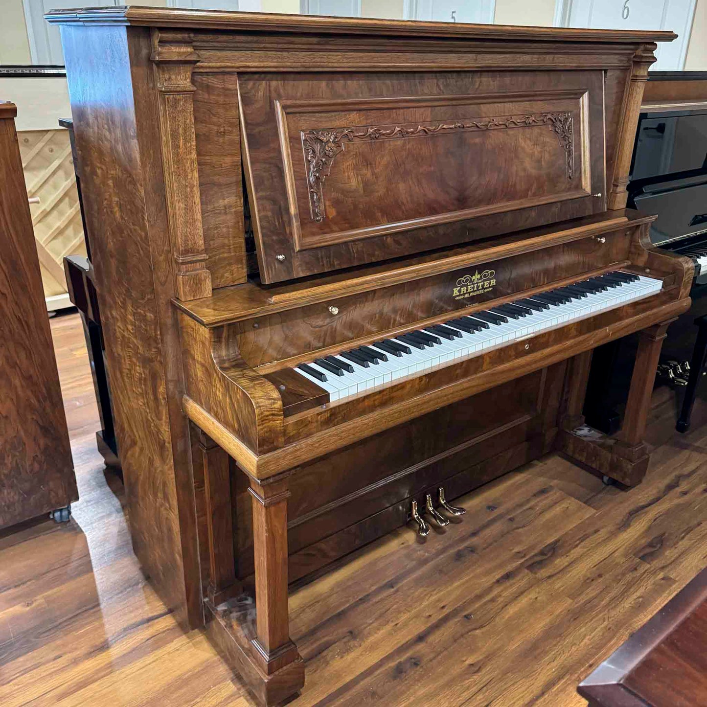 1919 Kreiter 57" Wood Finish Upright Piano