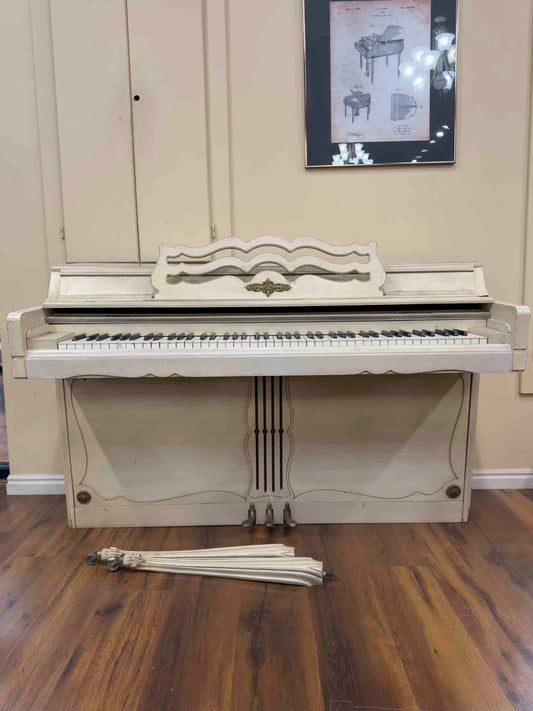 CURRENT SHOP WORK 1972 Wurlitzer 36" White Finish Commissioned Spinet Piano