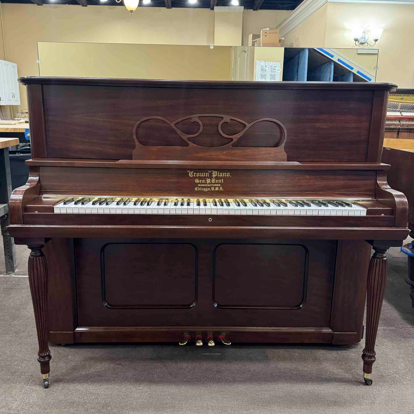 HEIRLOOM RESTORATION 1896 Crown 57" Wood Finish Commissioned Upright Piano