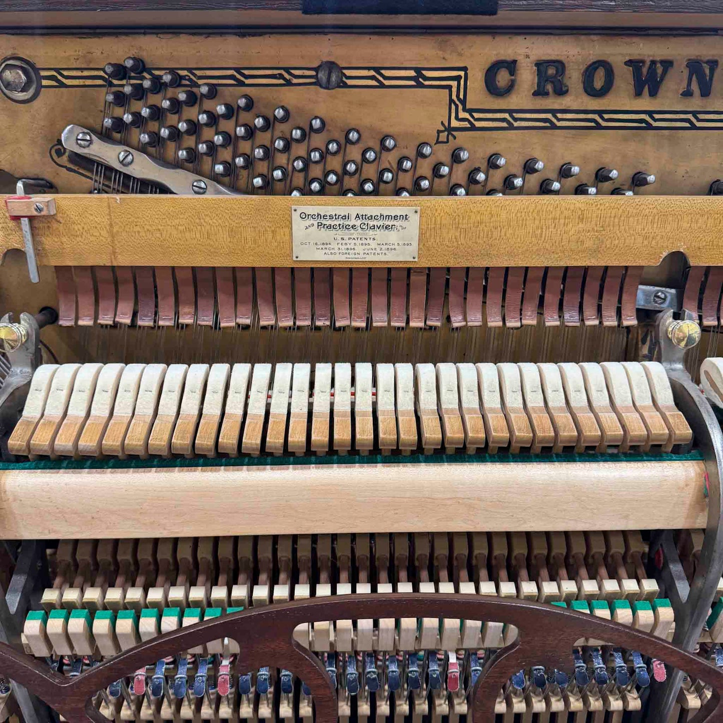 HEIRLOOM RESTORATION 1896 Crown 57" Wood Finish Commissioned Upright Piano