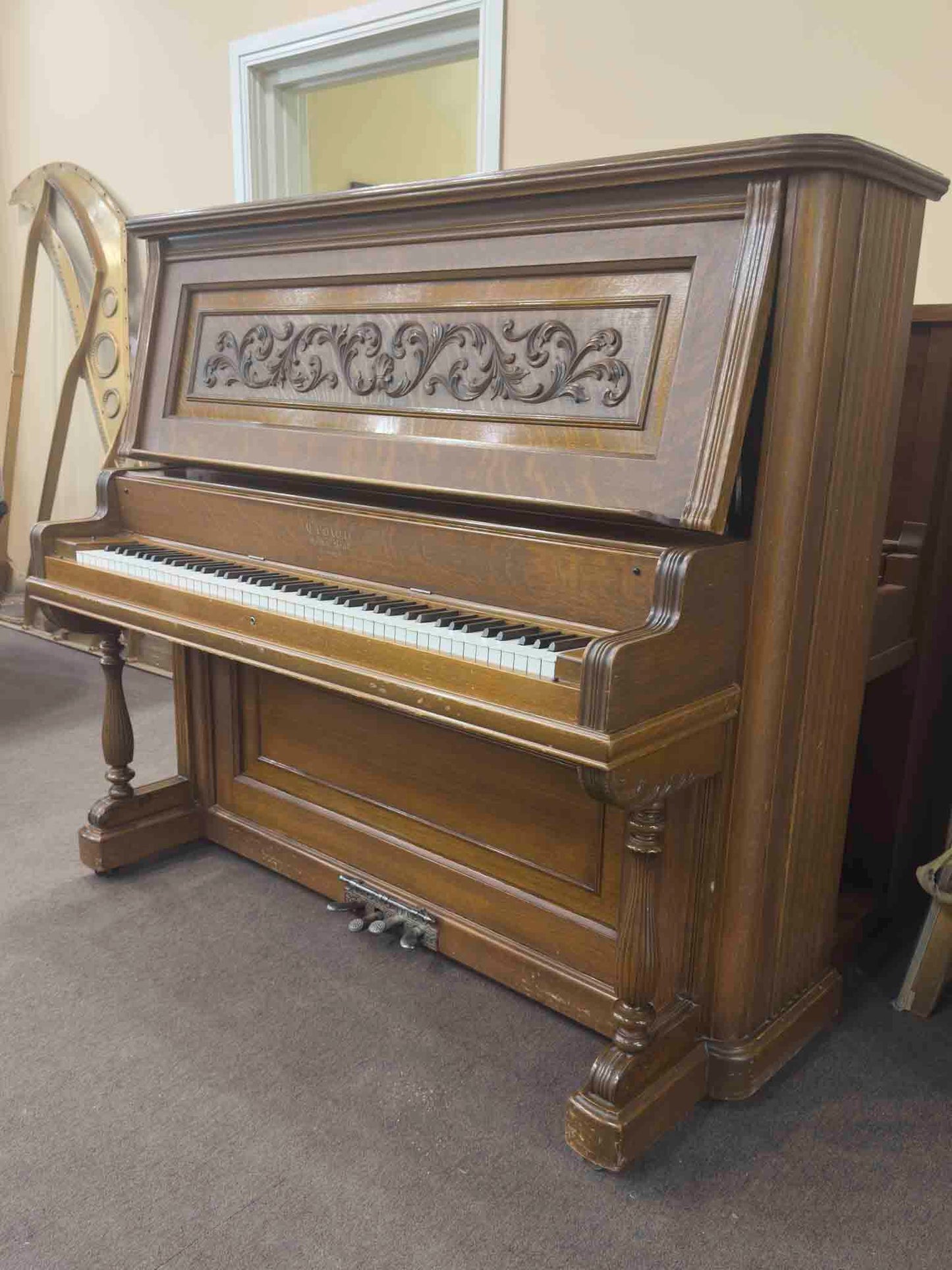 CURRENT SHOP WORK 1907 Crown 58" Wood Finish Commissioned Upright Piano