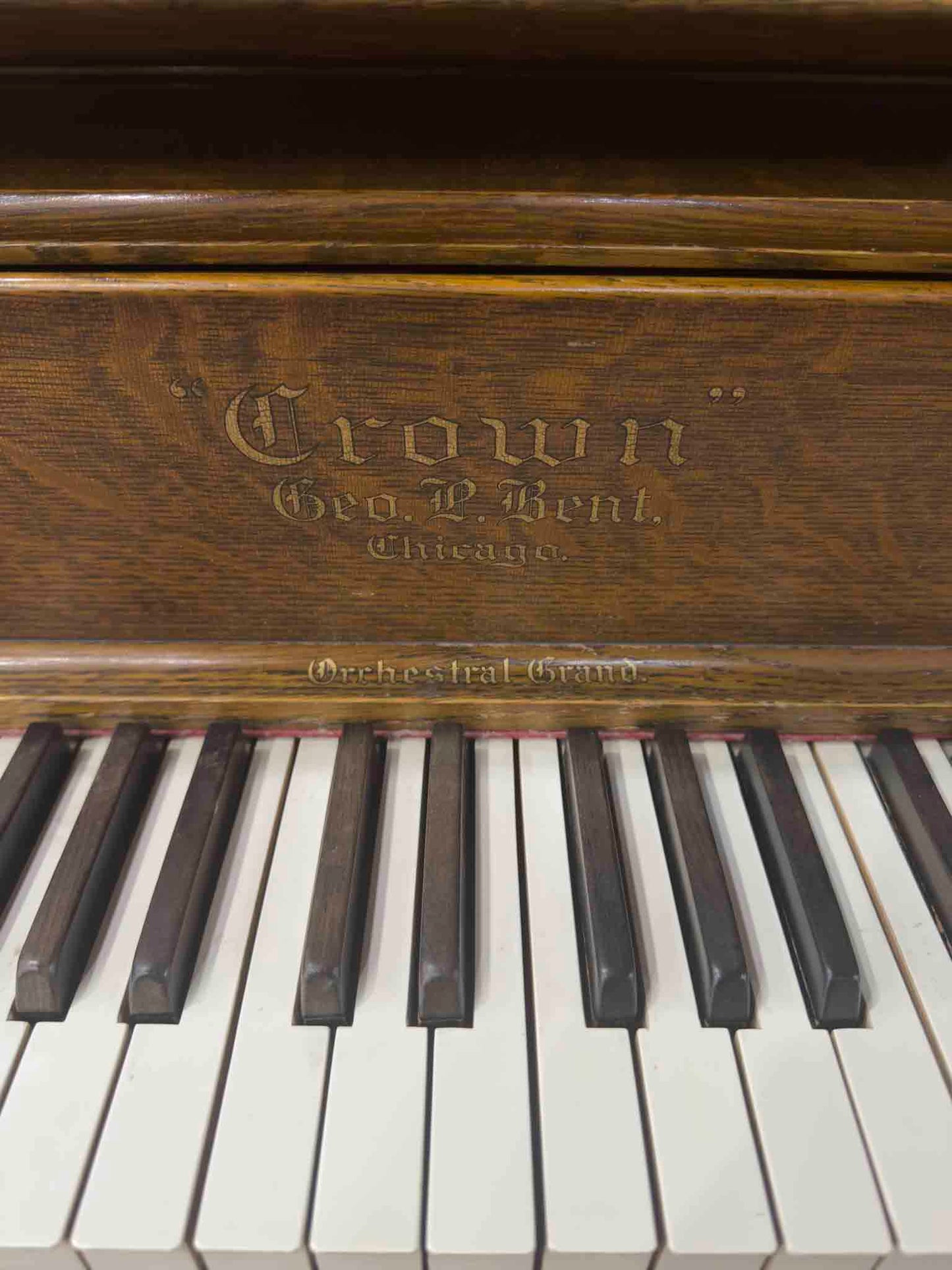 CURRENT SHOP WORK 1907 Crown 58" Wood Finish Commissioned Upright Piano