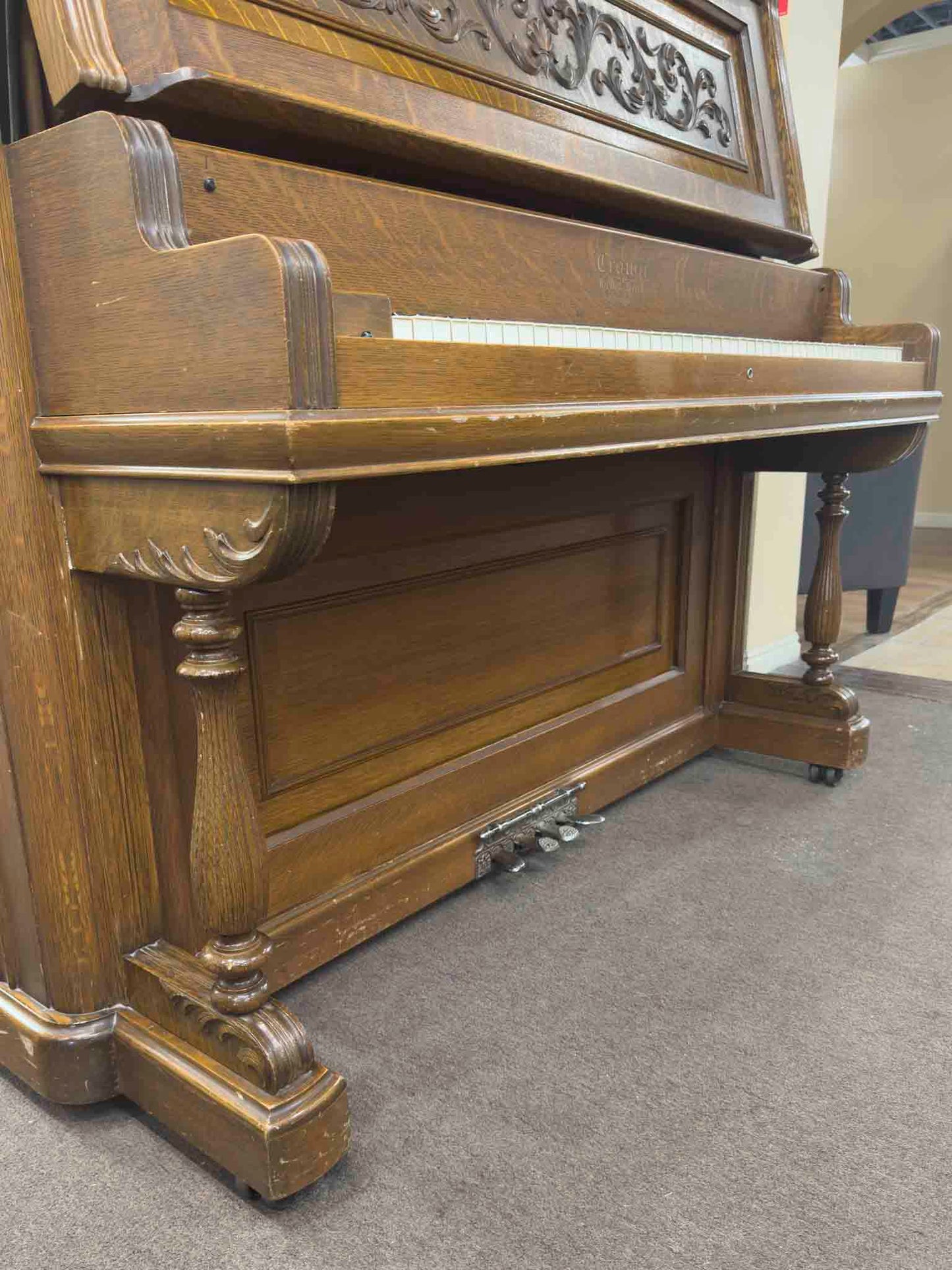 CURRENT SHOP WORK 1907 Crown 58" Wood Finish Commissioned Upright Piano
