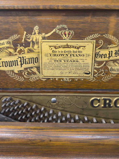 CURRENT SHOP WORK 1907 Crown 58" Wood Finish Commissioned Upright Piano