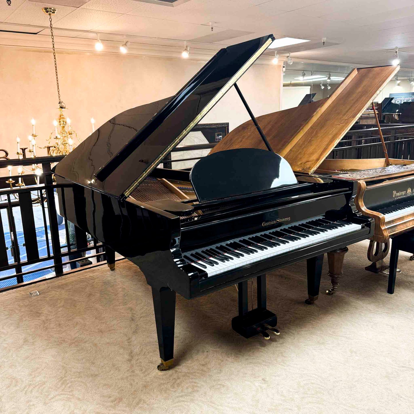 1860 Grotrian Steinweg 7' Polished Black Grand Piano with QRS Self Playing System