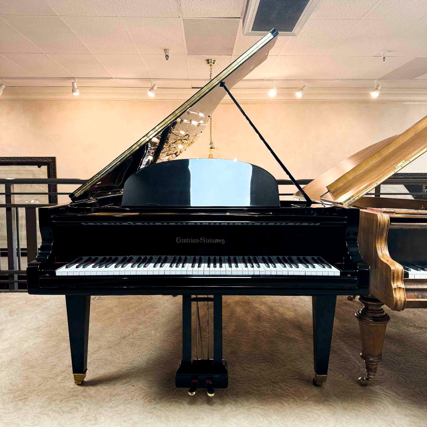 1860 Grotrian Steinweg 7' Polished Black Grand Piano with QRS Self Playing System
