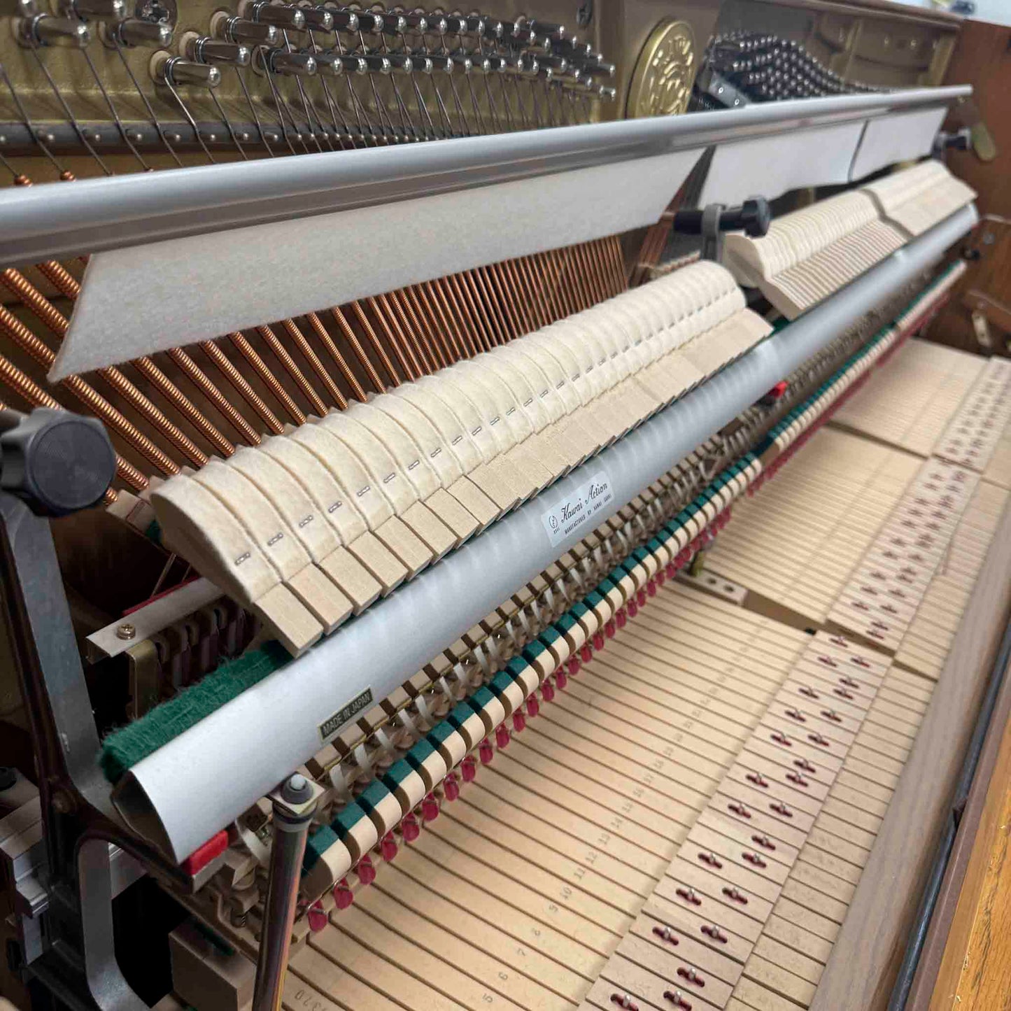 CURRENT SHOP WORK 1963 Kawai 508 Decorator 44" Oak Finish Commissioned Console Piano