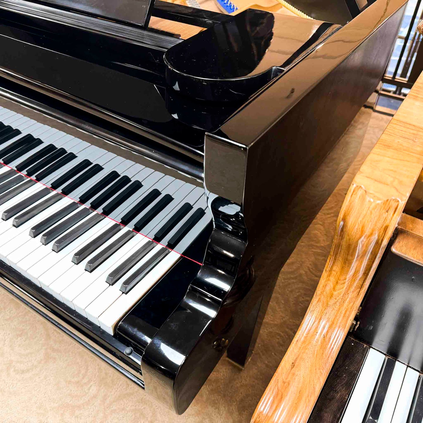 1860 Grotrian Steinweg 7' Polished Black Grand Piano with QRS Self Playing System