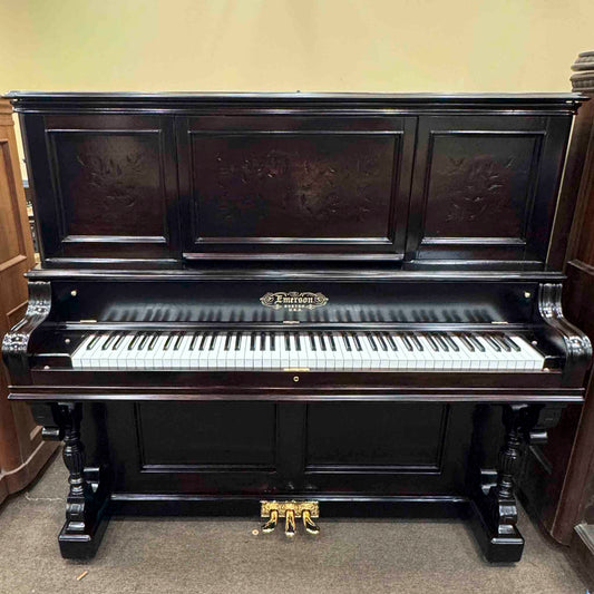 HEIRLOOM RESTORATION 1890 Emerson 58" Wood Finish Commissioned Upright Piano