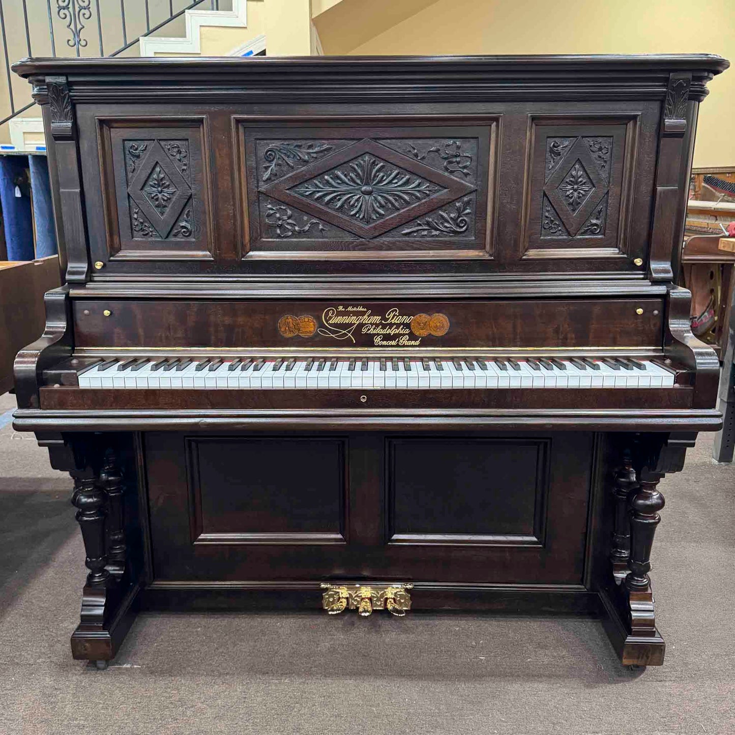 HEIRLOOM RESTORATION 1901 Cunningham 56" Commissioned Upright Piano