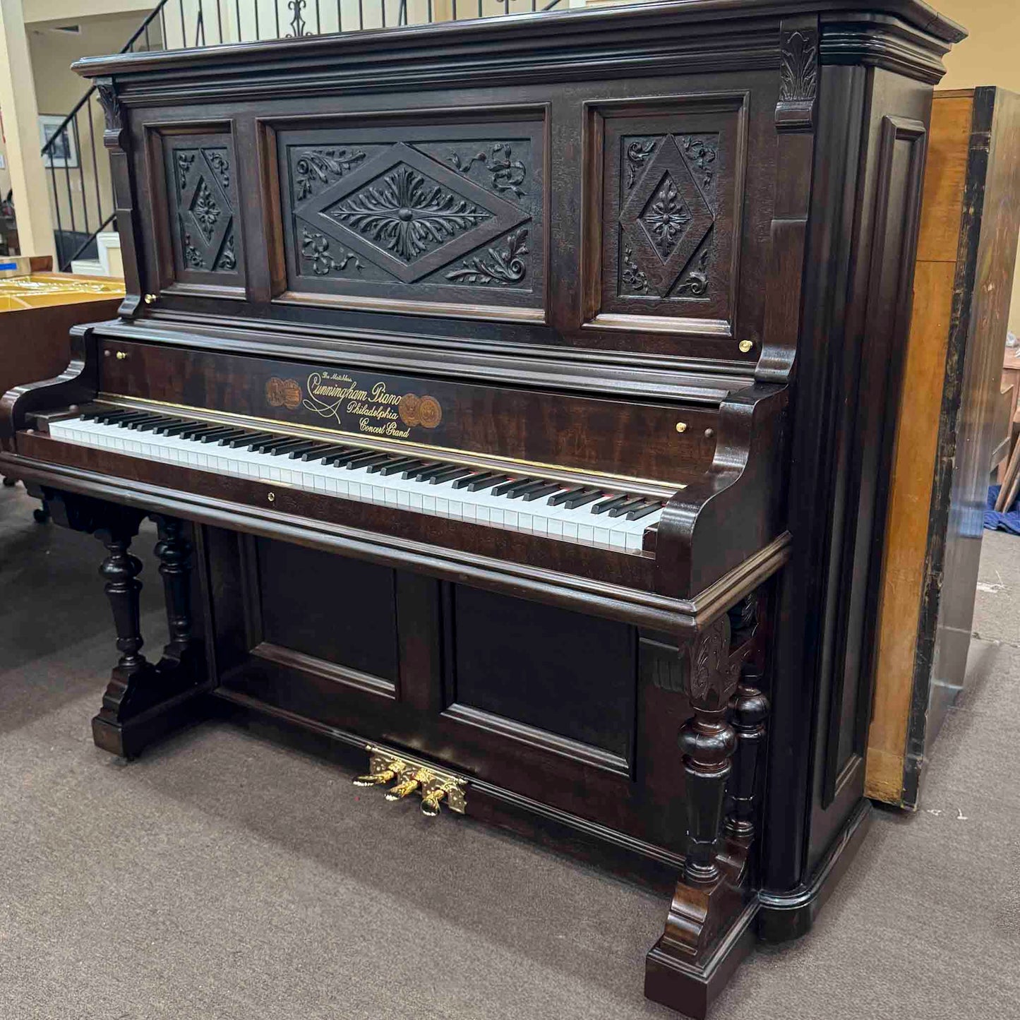 HEIRLOOM RESTORATION 1901 Cunningham 56" Commissioned Upright Piano
