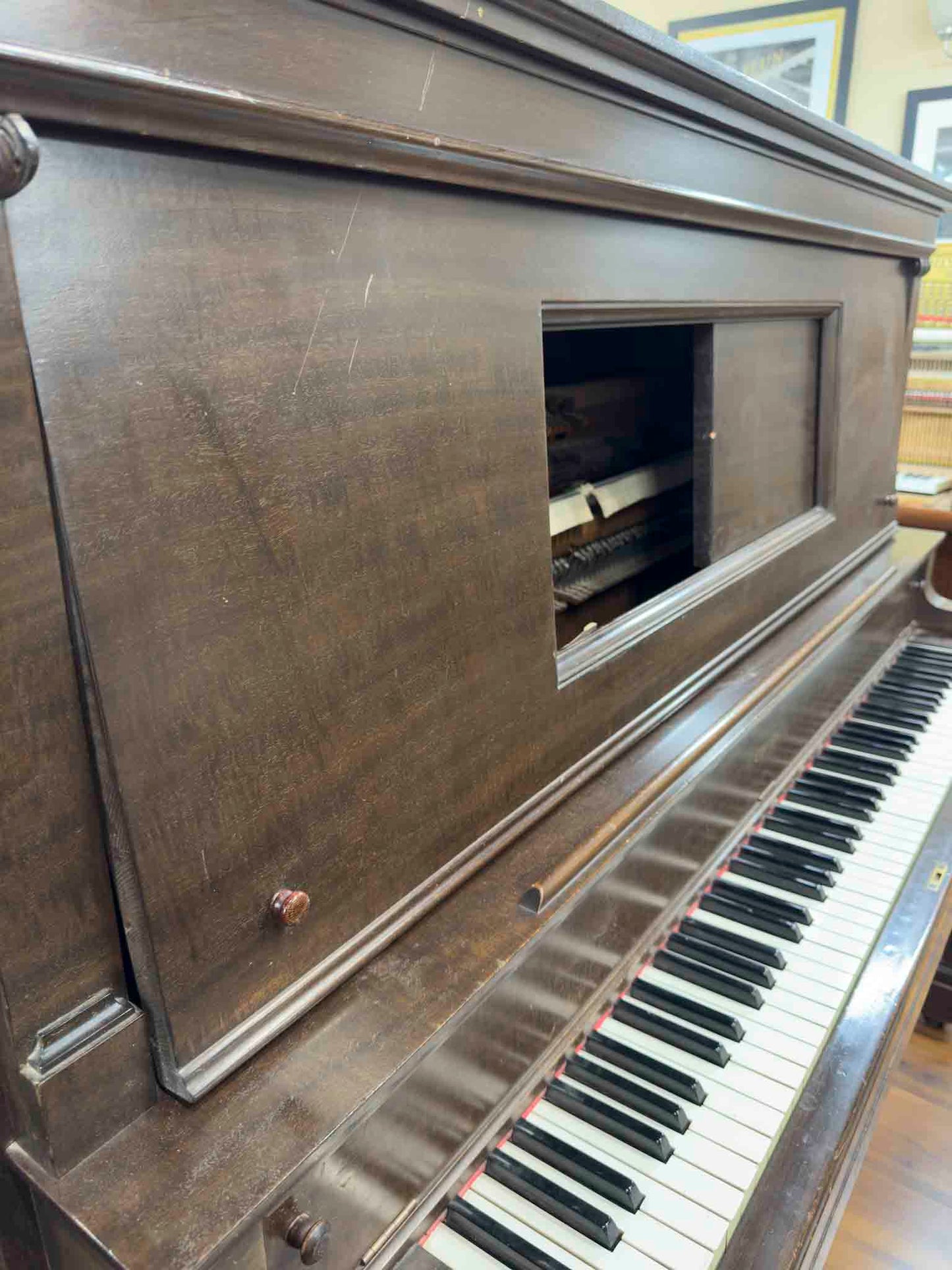 CURRENT SHOP WORK 1915 Emerson 56" Wood Finish Commissioned Upright Piano