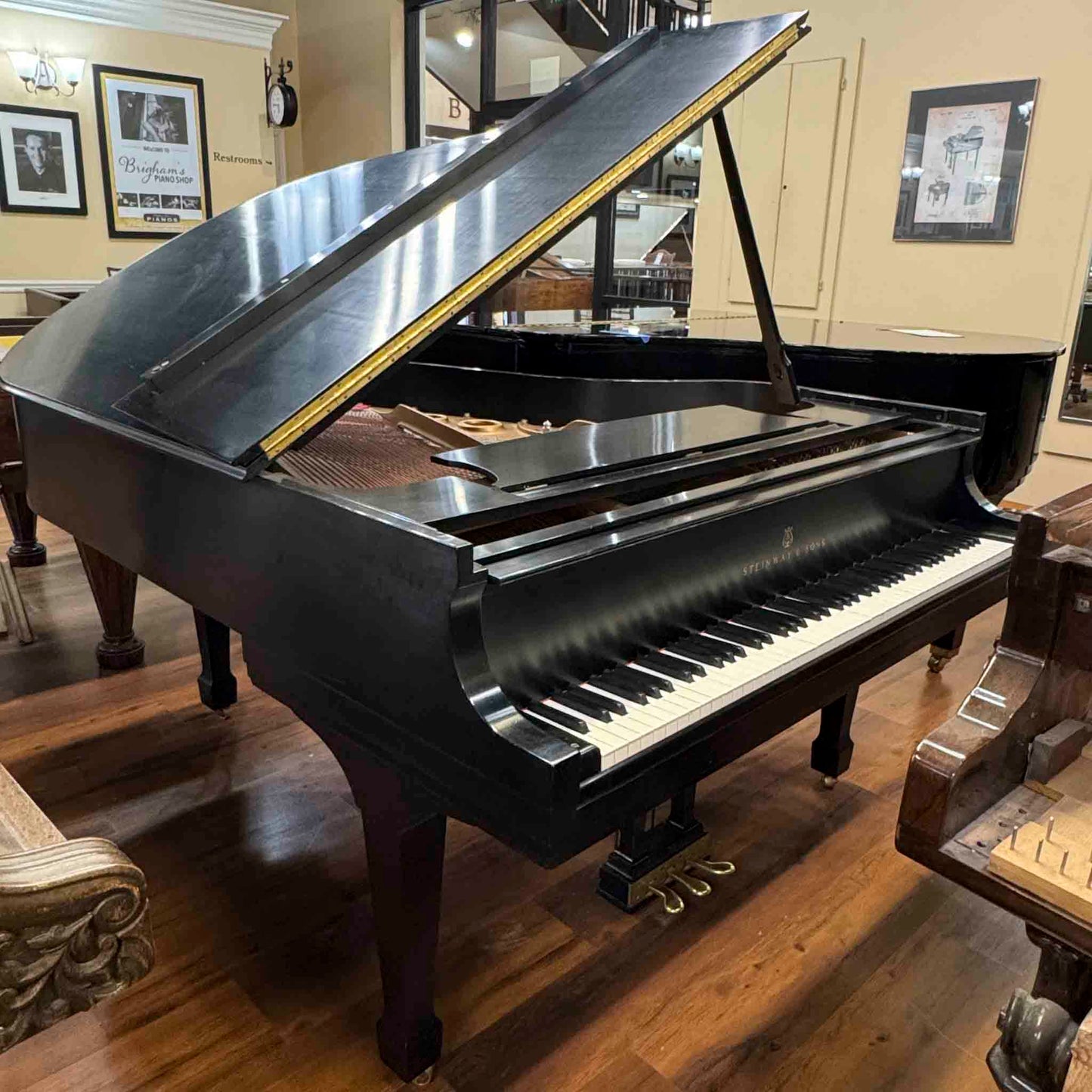 CURRENT SHOP WORK 1983 Steinway & Sons Model L 5'10" Satin Black Commissioned Grand Piano