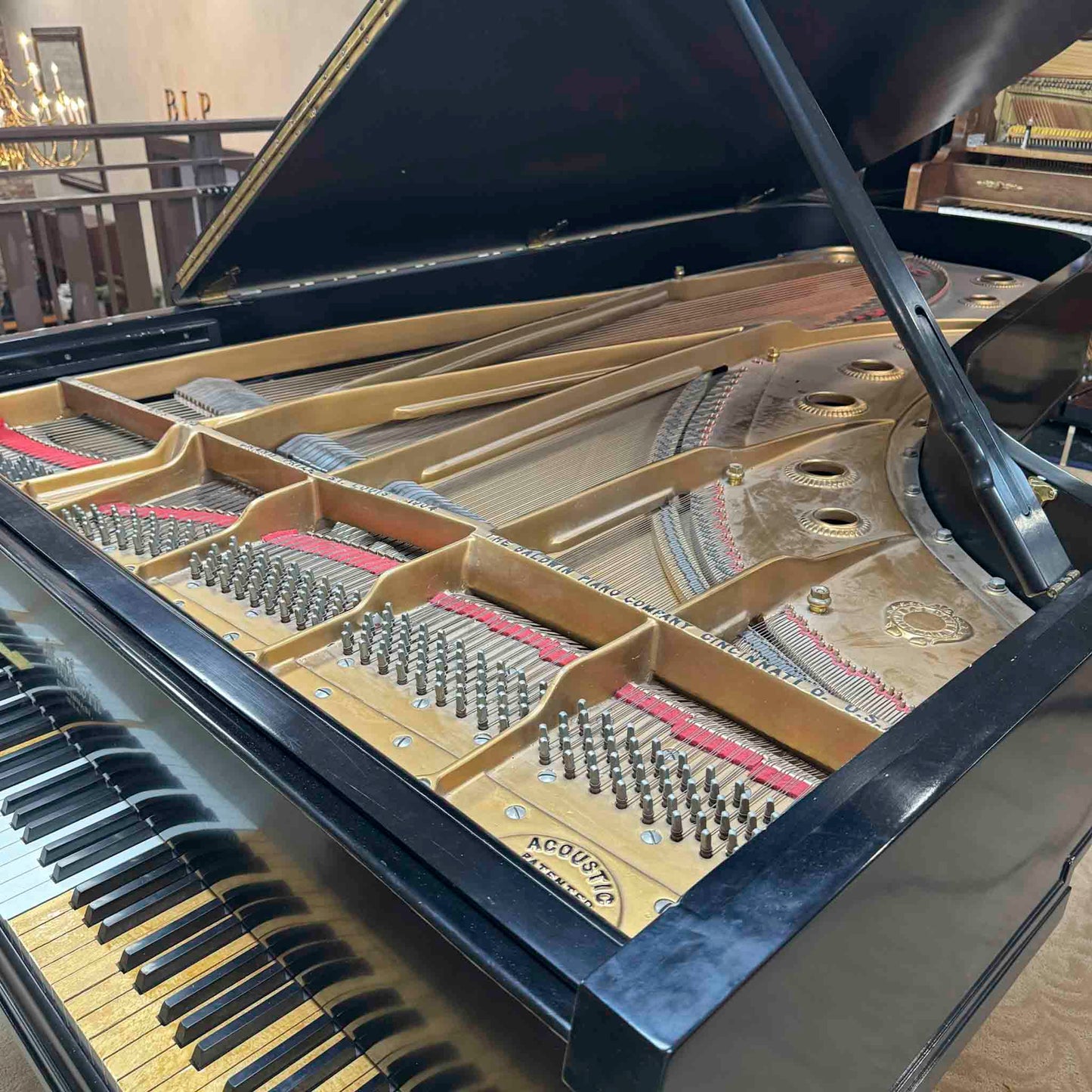 AVAILABLE TO RESTORE: CALL FOR CUSTOM PRICING—1925 Baldwin Grand 9' Satin Black Grand Piano