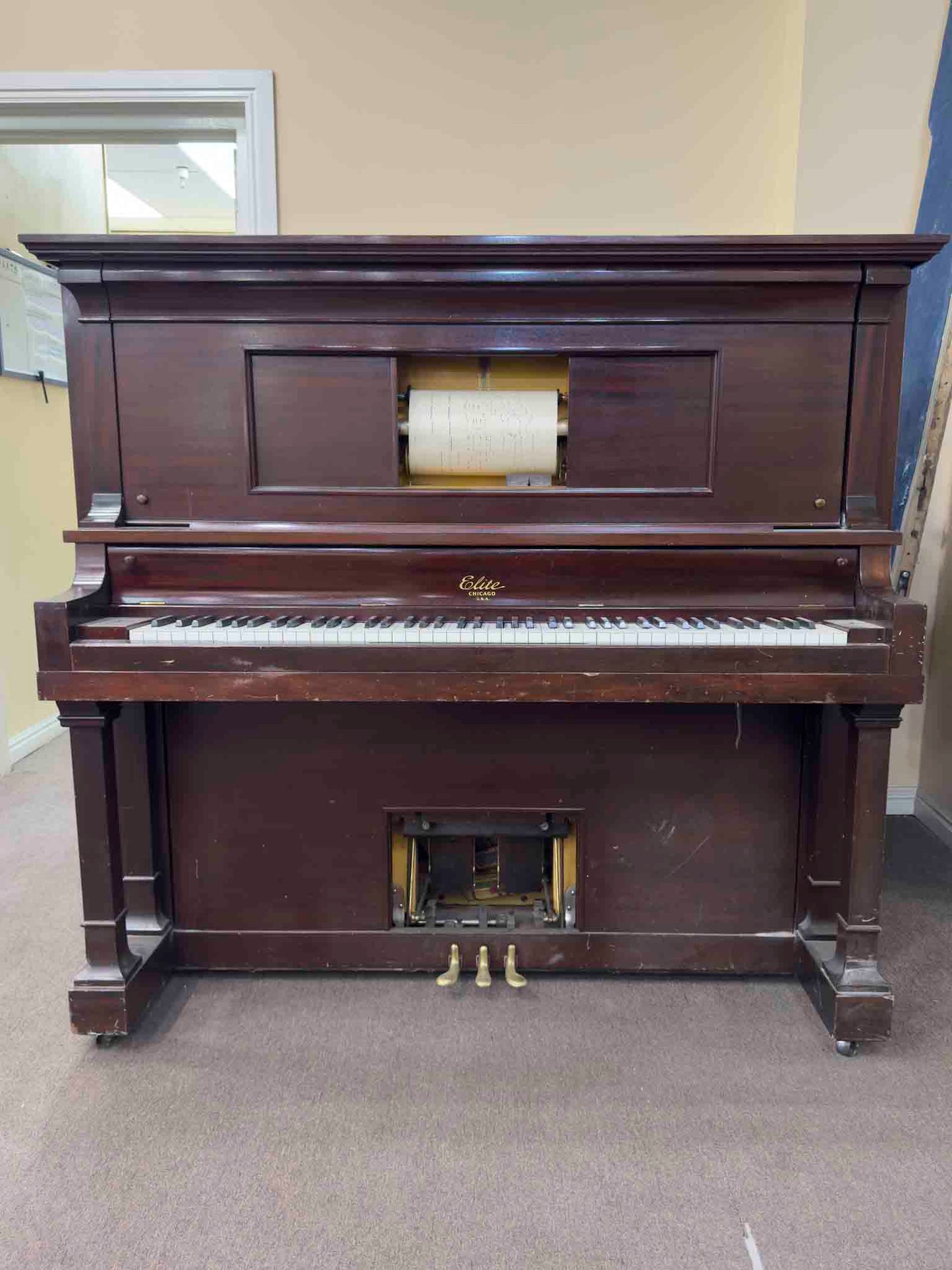 CURRENT SHOP WORK Elite Wood Finish Commissioned Upright Vintage Player Piano