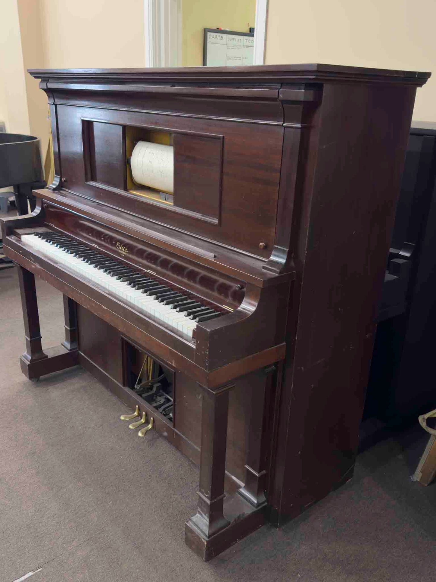 CURRENT SHOP WORK Elite Wood Finish Commissioned Upright Vintage Player Piano