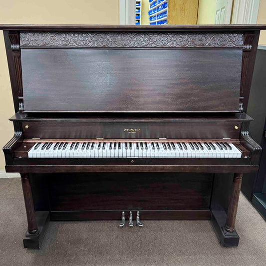 CURRENT SHOP WORK 1908 Werner 57" Wood Finish Commissioned Upright Piano