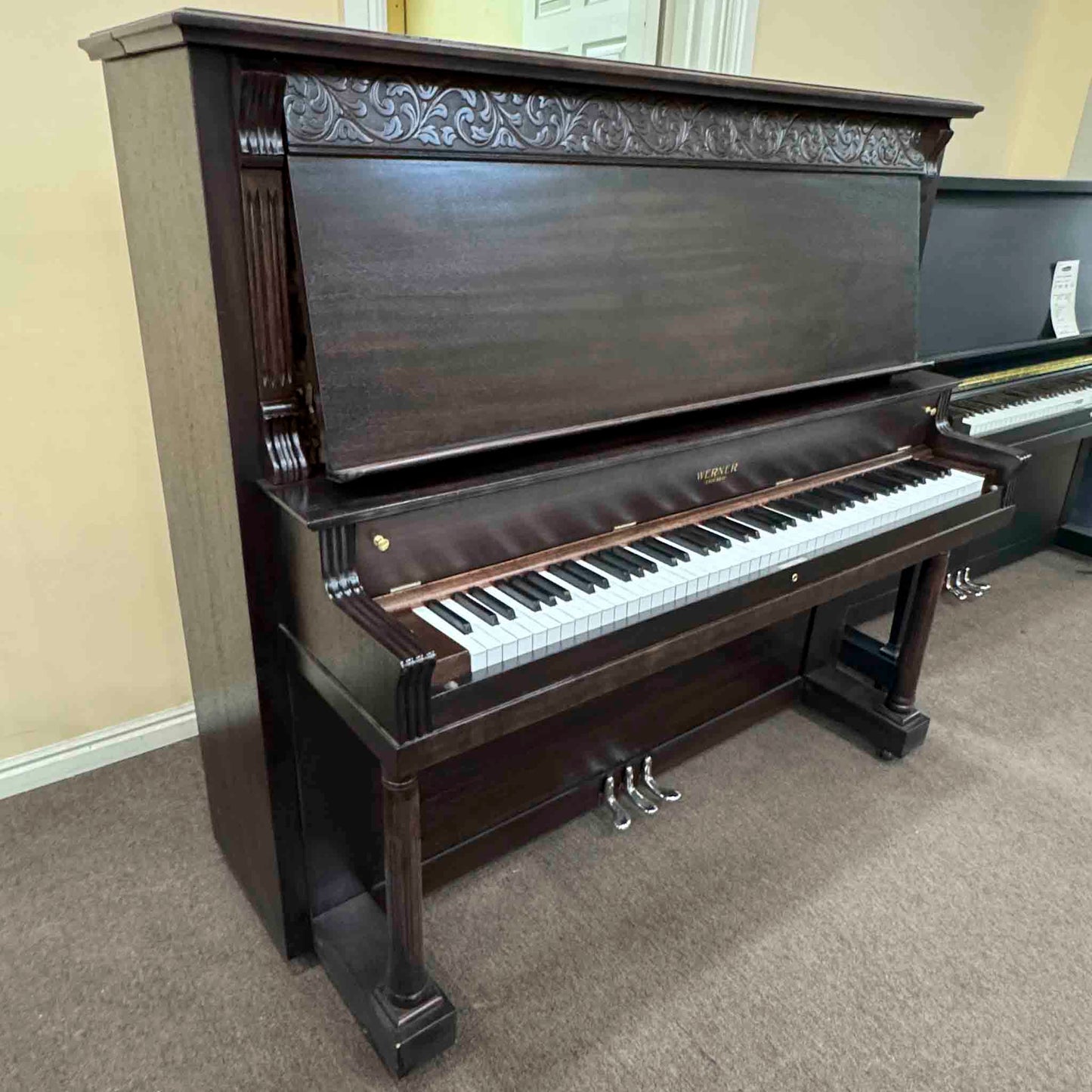 HEIRLOOM RESTORATION 1908 Werner 57" Wood Finish Commissioned Upright Piano