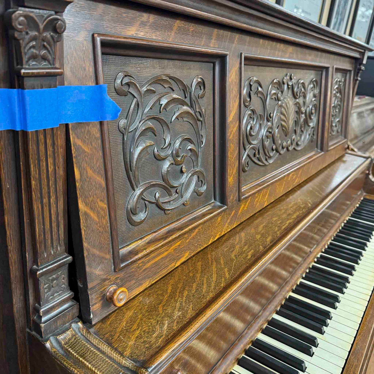 CURRENT SHOP WORK 1897 Emerson 53.5" Wood Finish Commissioned Upright Piano
