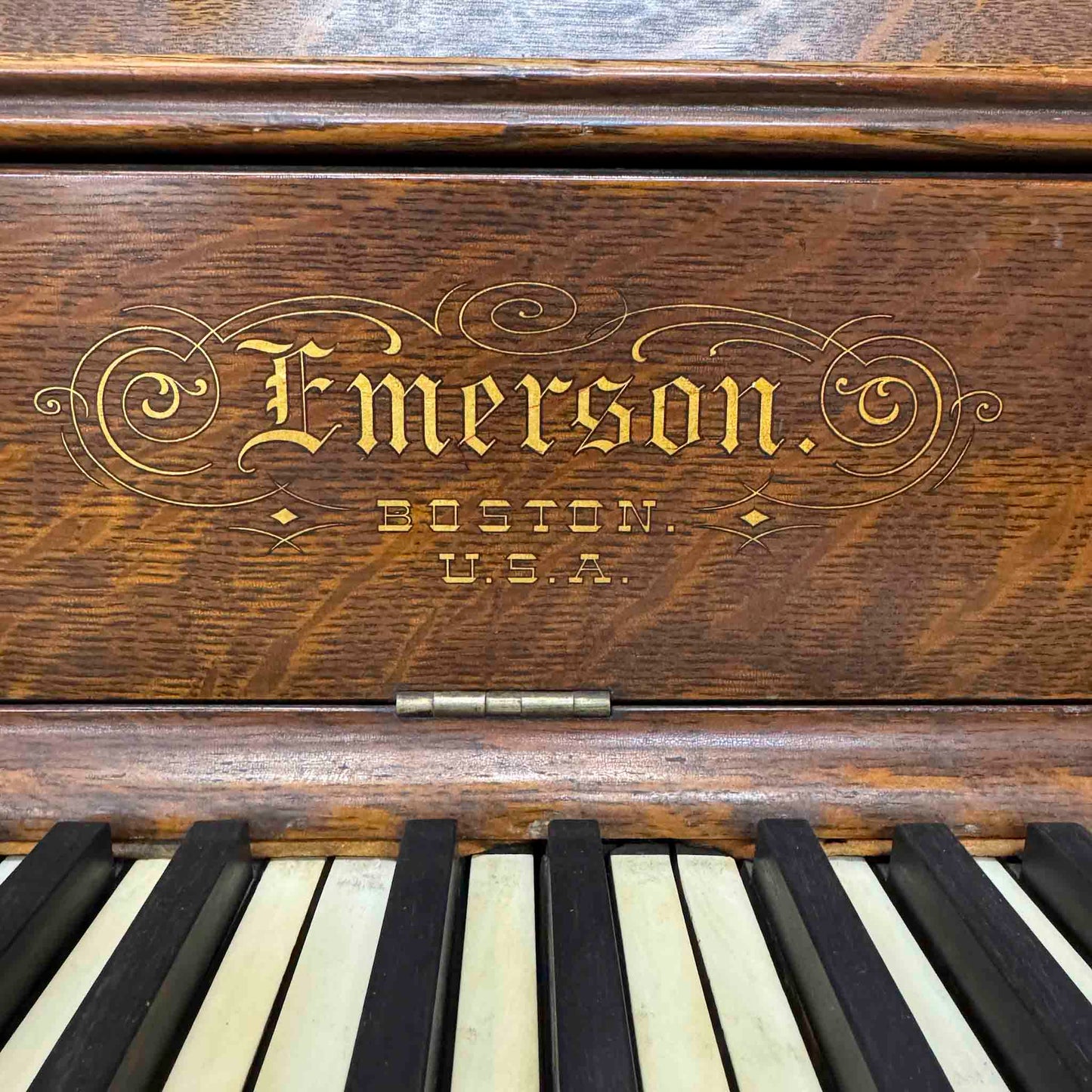 CURRENT SHOP WORK 1897 Emerson 53.5" Wood Finish Commissioned Upright Piano