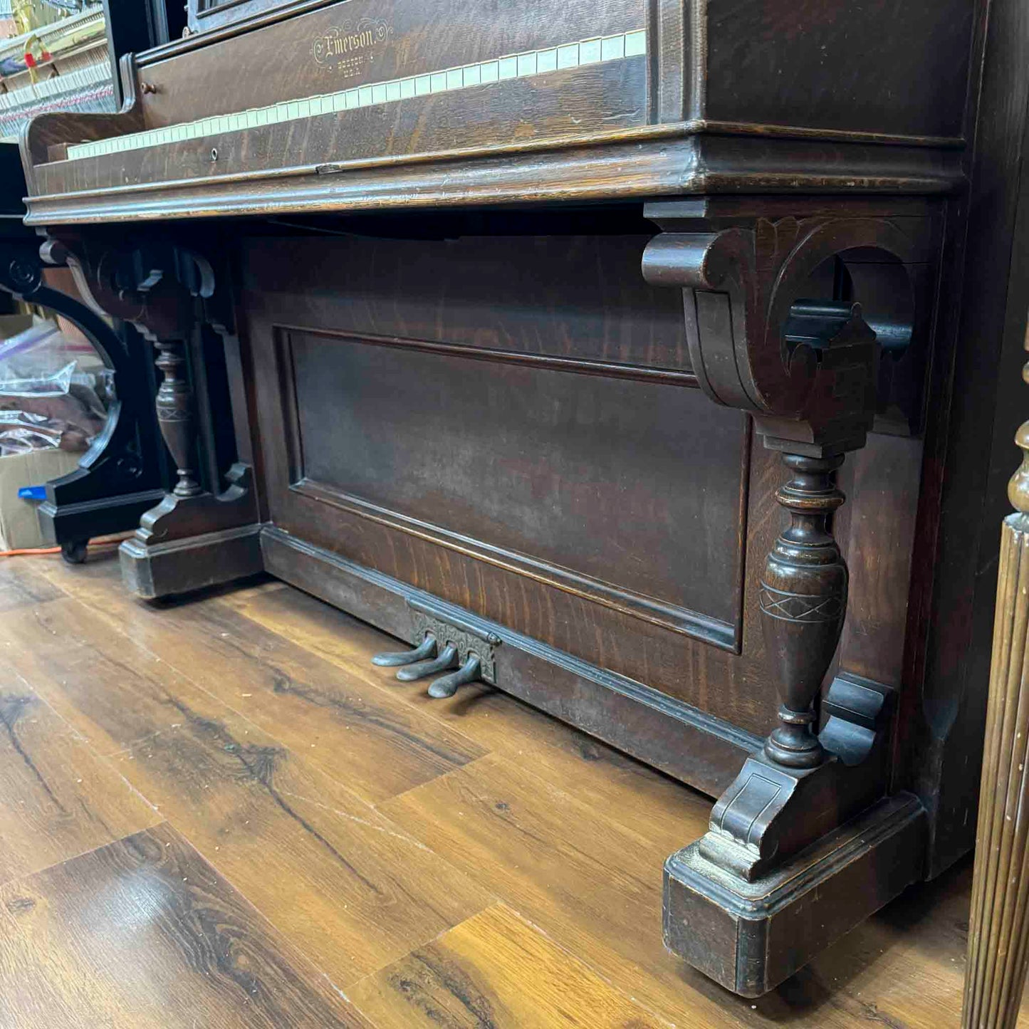 CURRENT SHOP WORK 1897 Emerson 53.5" Wood Finish Commissioned Upright Piano
