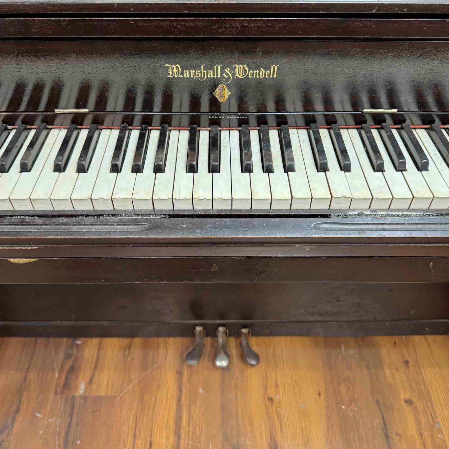 CURRENT SHOP WORK - 1918 Marshall & Wendell 55" Wood Finish Commissioned Upright Piano