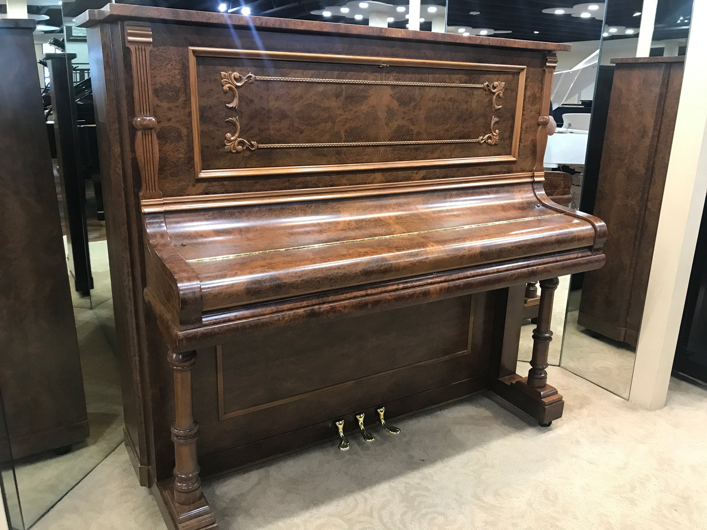 SOLD 1905 Kranich & Bach 54" Walnut Wood Finish Upright Piano