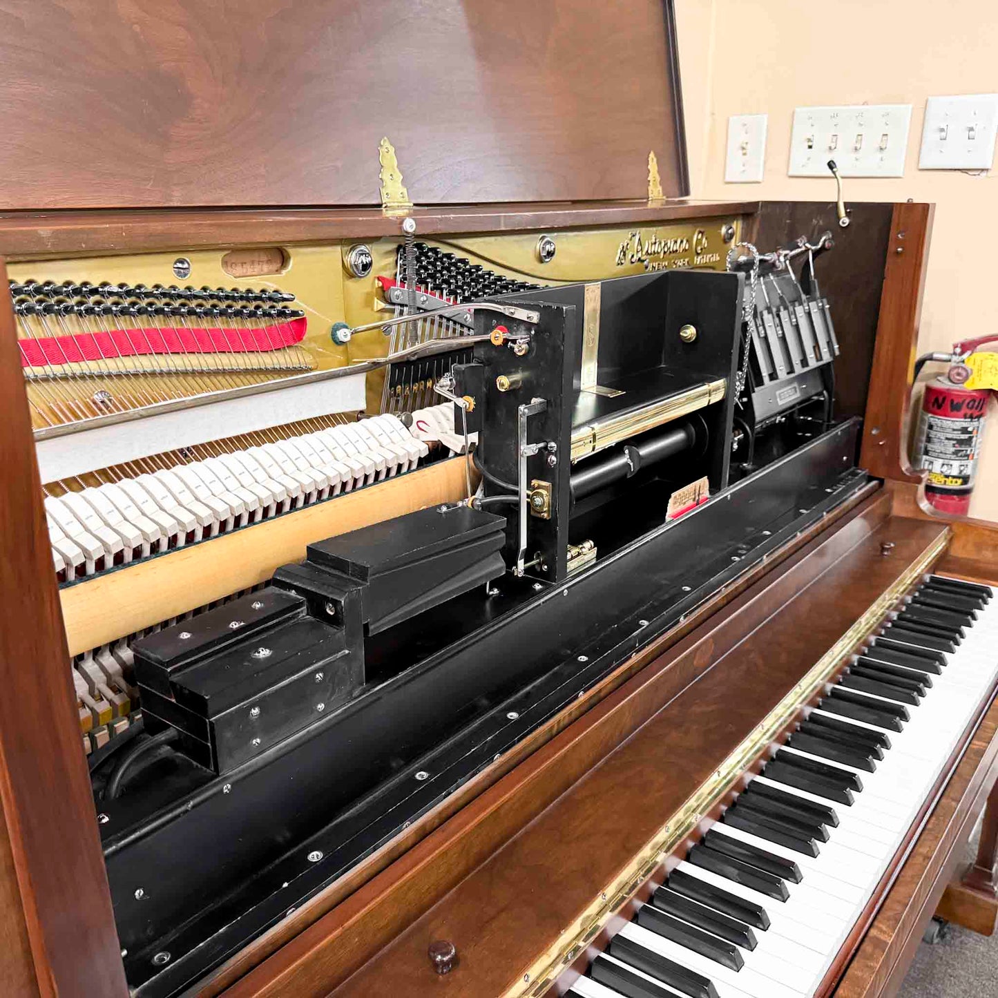 SOLD 1924 Autopiano Wood Finish Commissioned Upright Vintage Player Piano