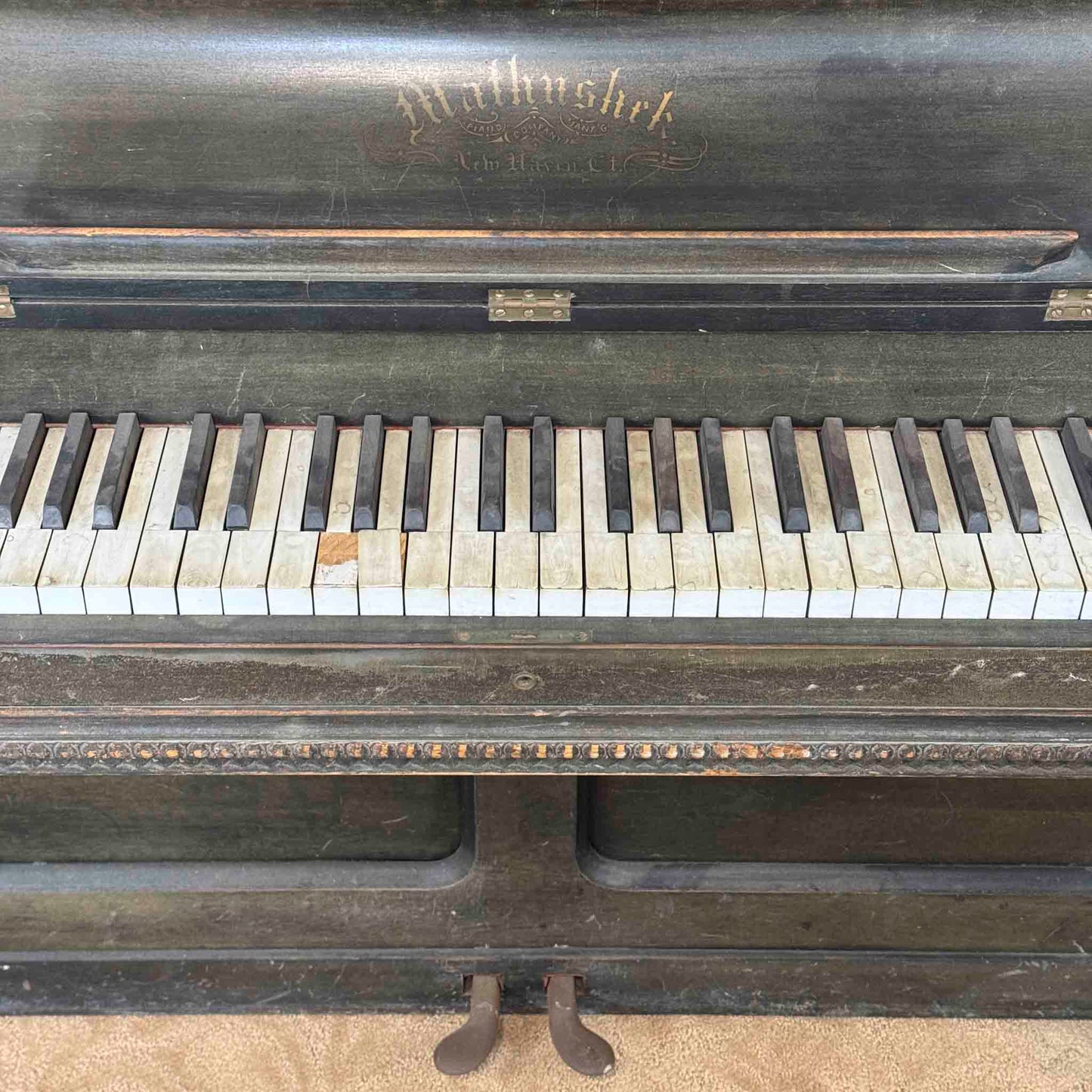 CURRENT SHOP WORK - Circa 1875 Mathushek 55" Commissioned Upright Piano