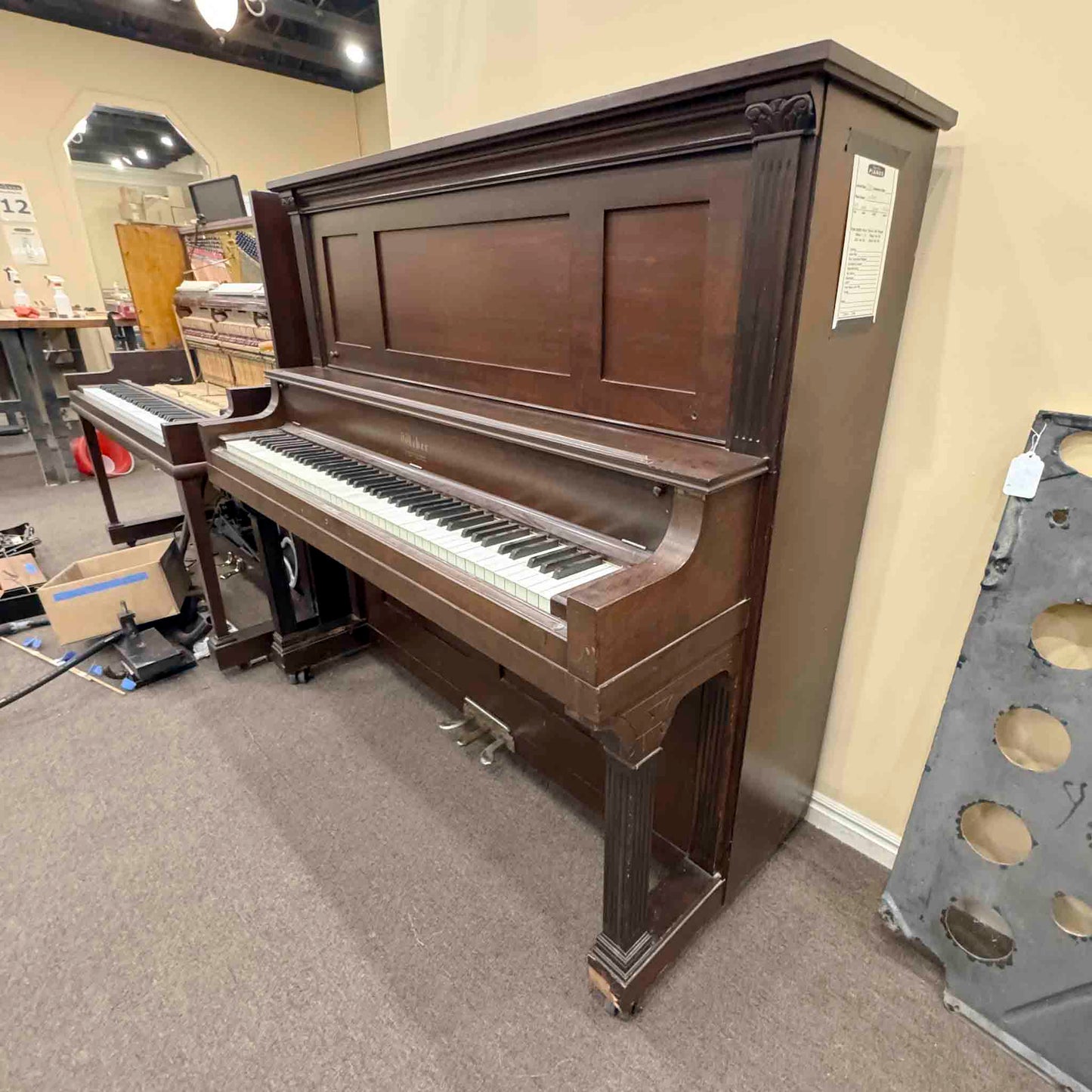 CURRENT SHOP WORK - 1899 Weber Wood Finish Commissioned Upright Piano