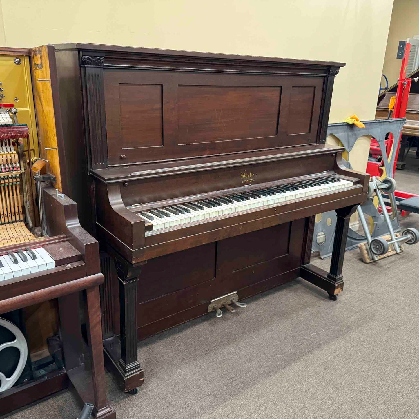 CURRENT SHOP WORK - 1899 Weber Wood Finish Commissioned Upright Piano