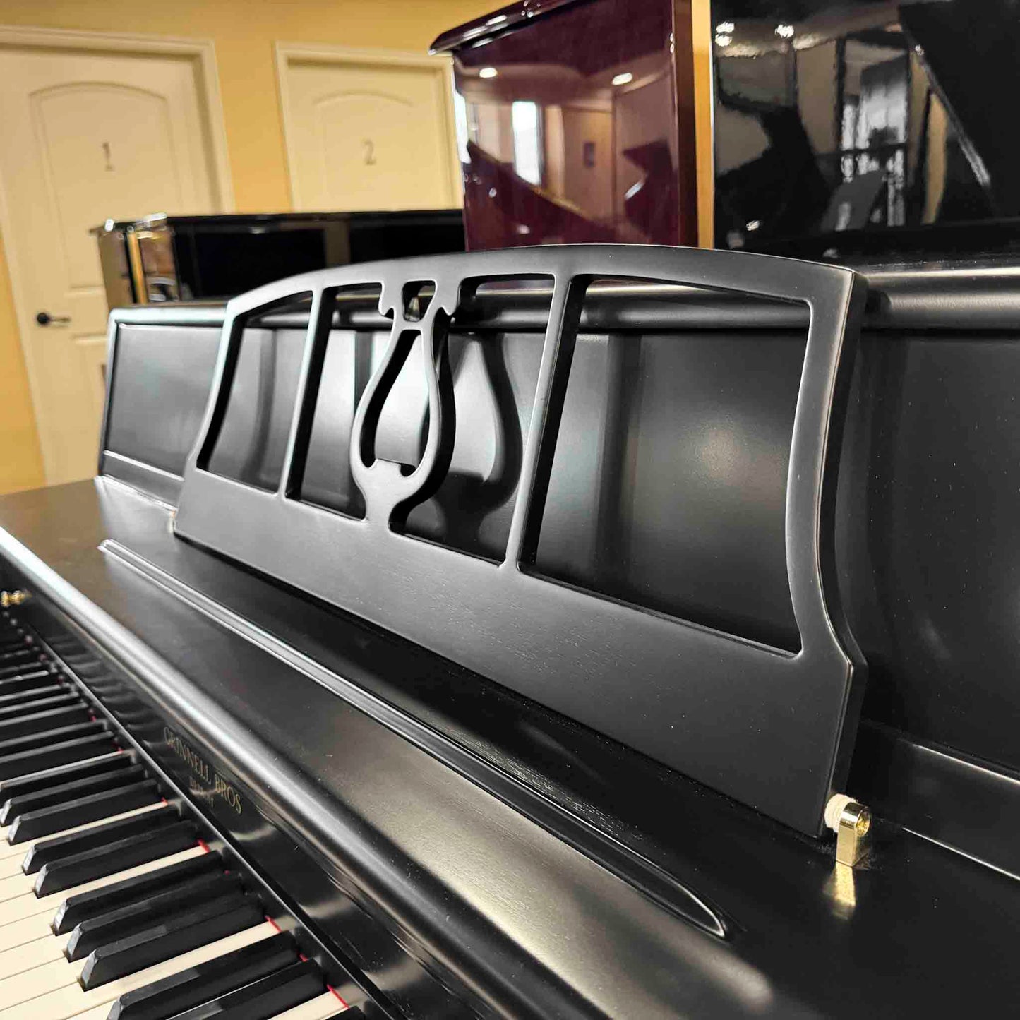 1956 Grinnell Bros 39" Satin Black Spinet Piano