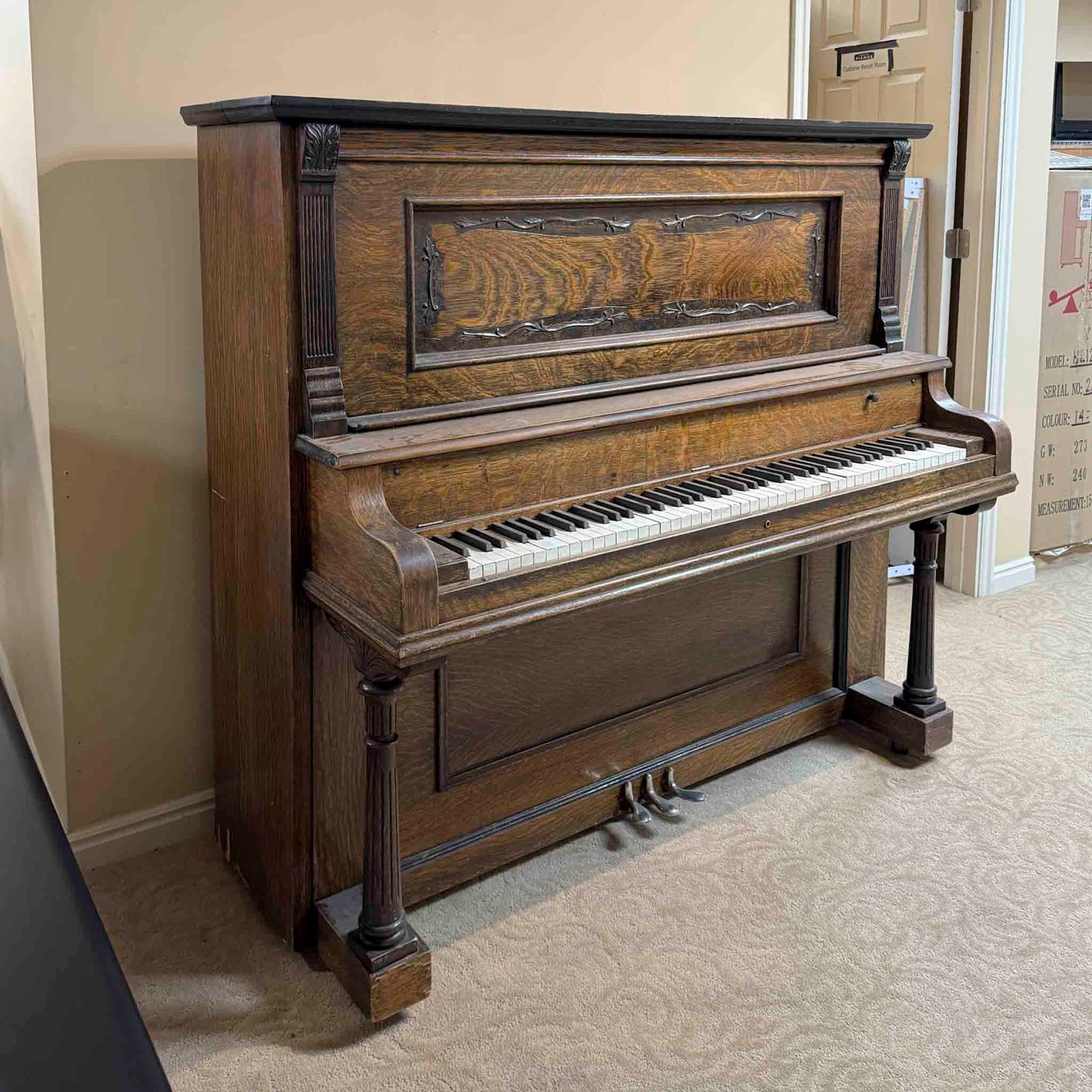 CURRENT SHOP WORK - 1915 Rudolf 56" Wood Finish Commissioned Upright Piano