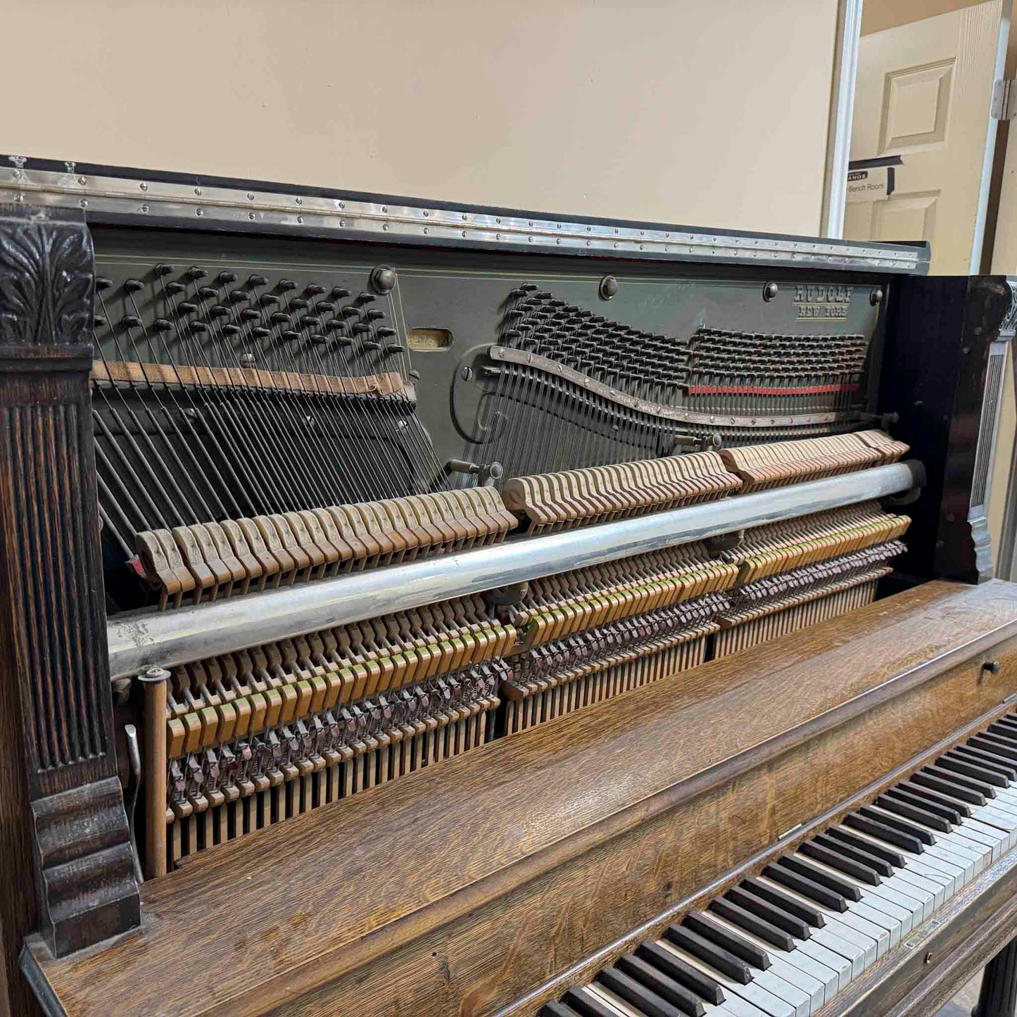 CURRENT SHOP WORK - 1915 Rudolf 56" Wood Finish Commissioned Upright Piano