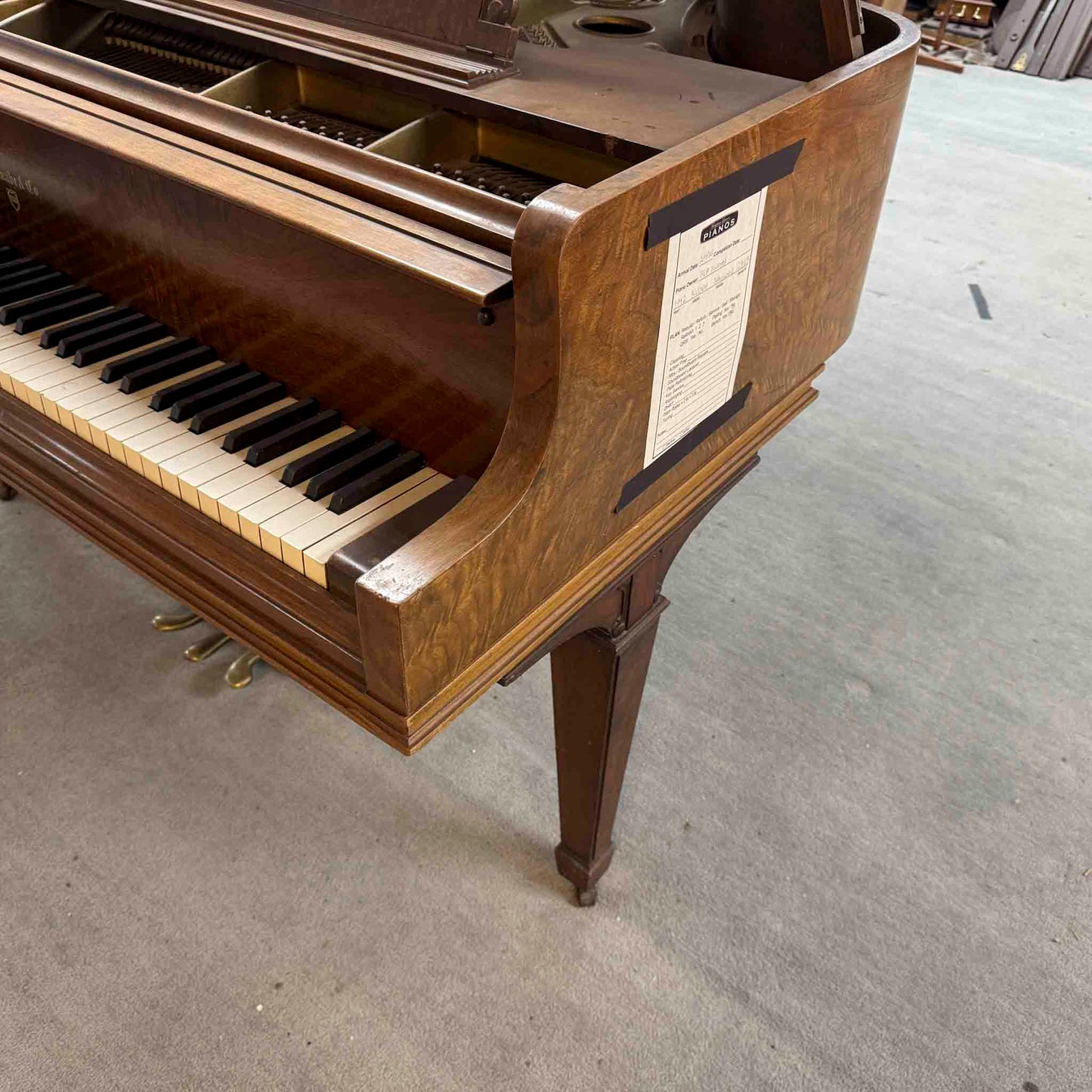 CURRENT SHOP WORK - 1942 Knabe 5' Wood Finish Baby Grand Piano