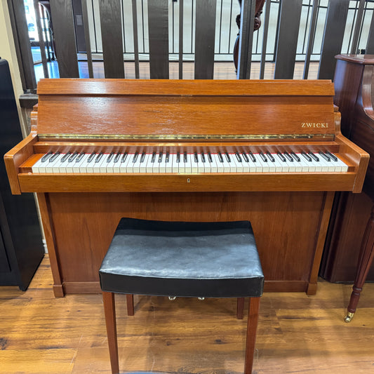 1960 Louis Zwicki 36" Teak Wood Finish Spinet Piano