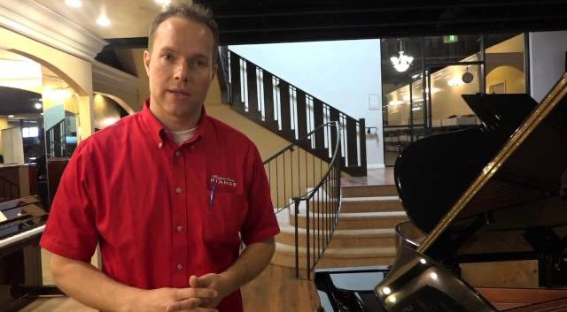 Load video: Brigham Larson, expert piano technician explains how to decide whether to purchase a grand or upright piano?