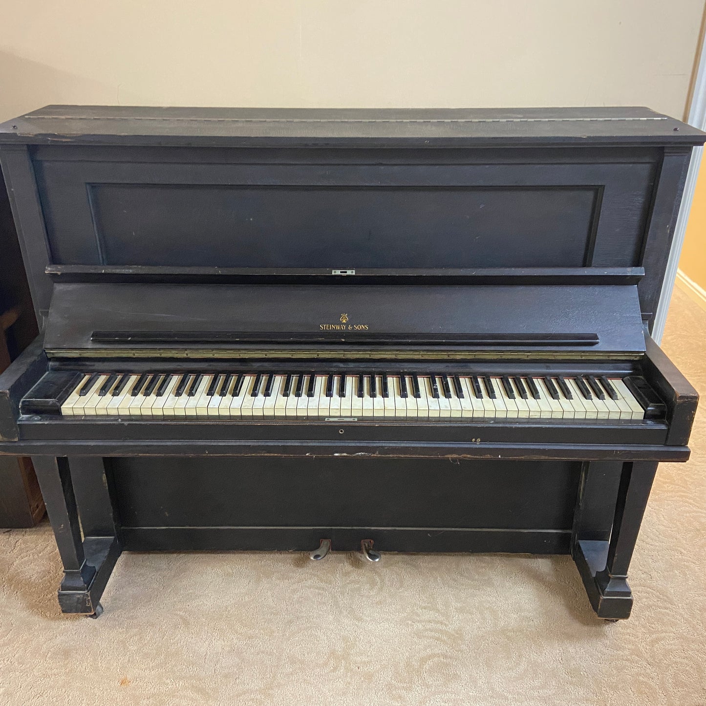 SOLD 1924 Steinway 49" Satin Black Upright Piano