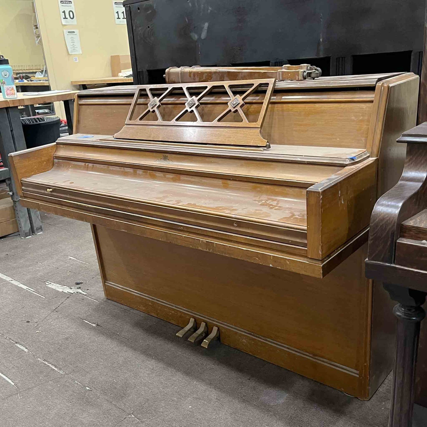 CURRENT SHOP WORK - 1966 Wurlitzer Wood Finish Commissioned Console Piano