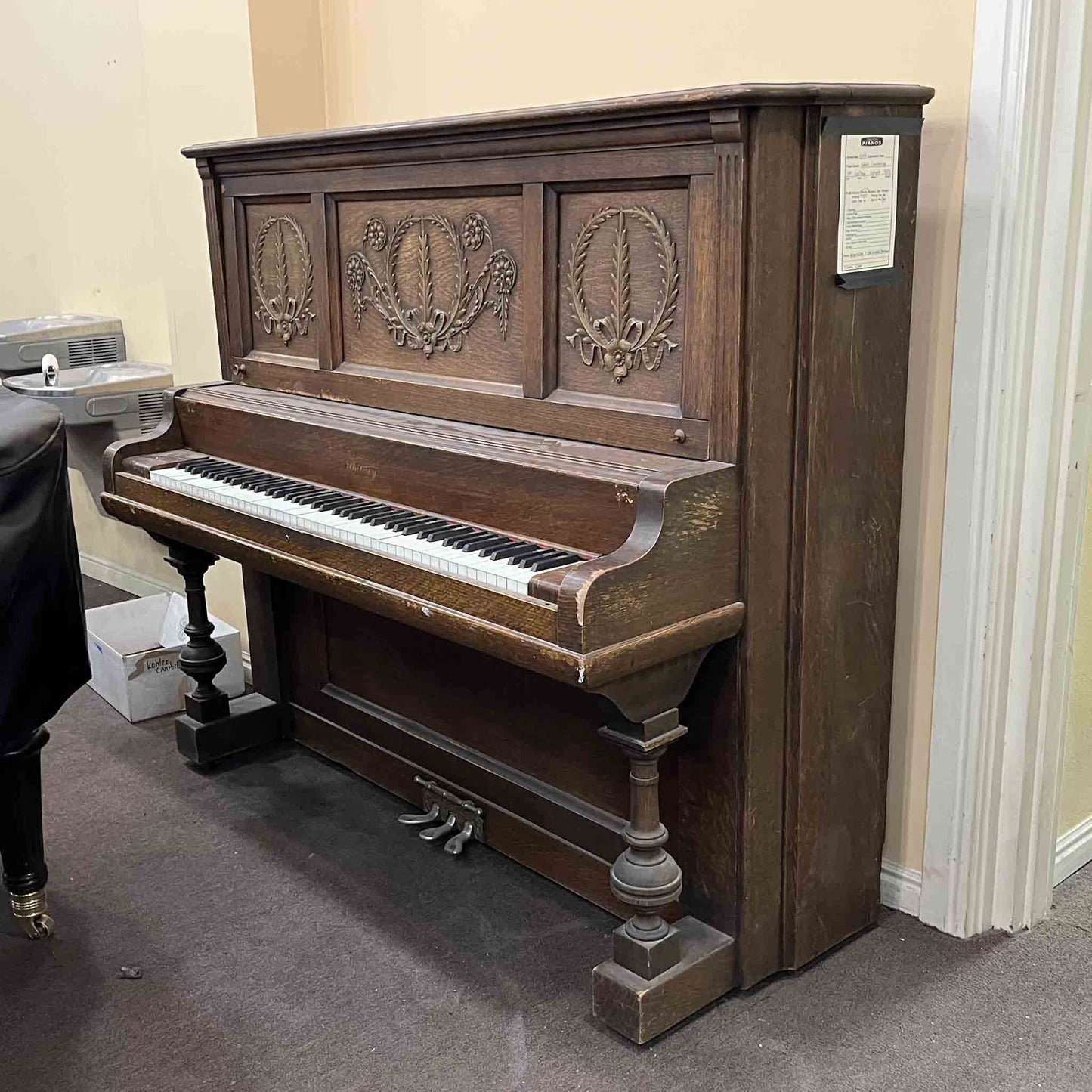 CURRENT SHOP WORK - 1904 Whitney 56" Wood Finish Commissioned Upright Piano